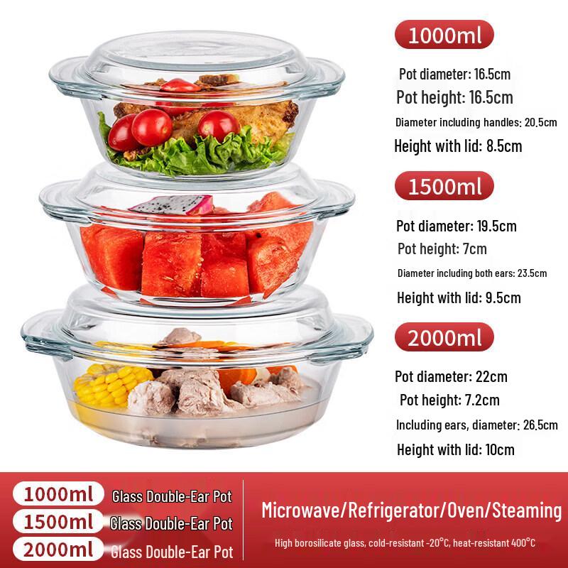 Qiwei Heat-Resistant Glass Bowl with Lid