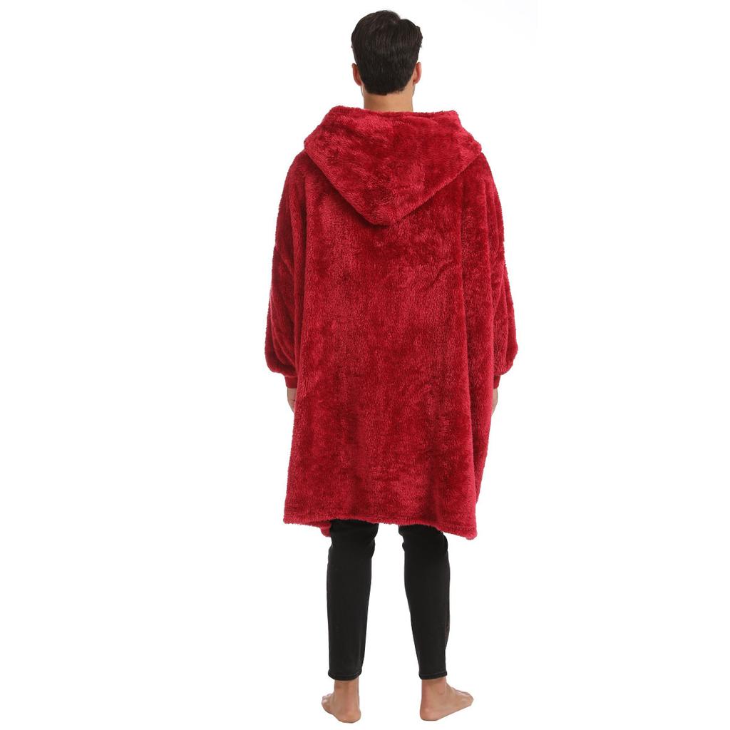 Wearable Blanket Hoodie Jackets for Men Full Zipper Oversized Hooded Blankets Coat Cozy Warm Fleece Blanket with Sleeves Men's Winter House Robes