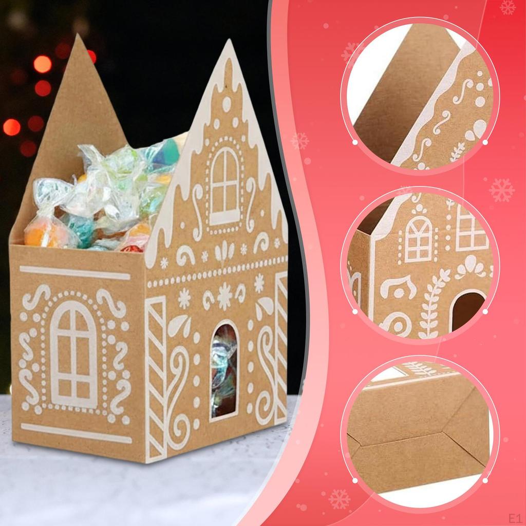Christmas Treat Box Party Supplies Favor Paper Portable Gingerbread House Gift Container for