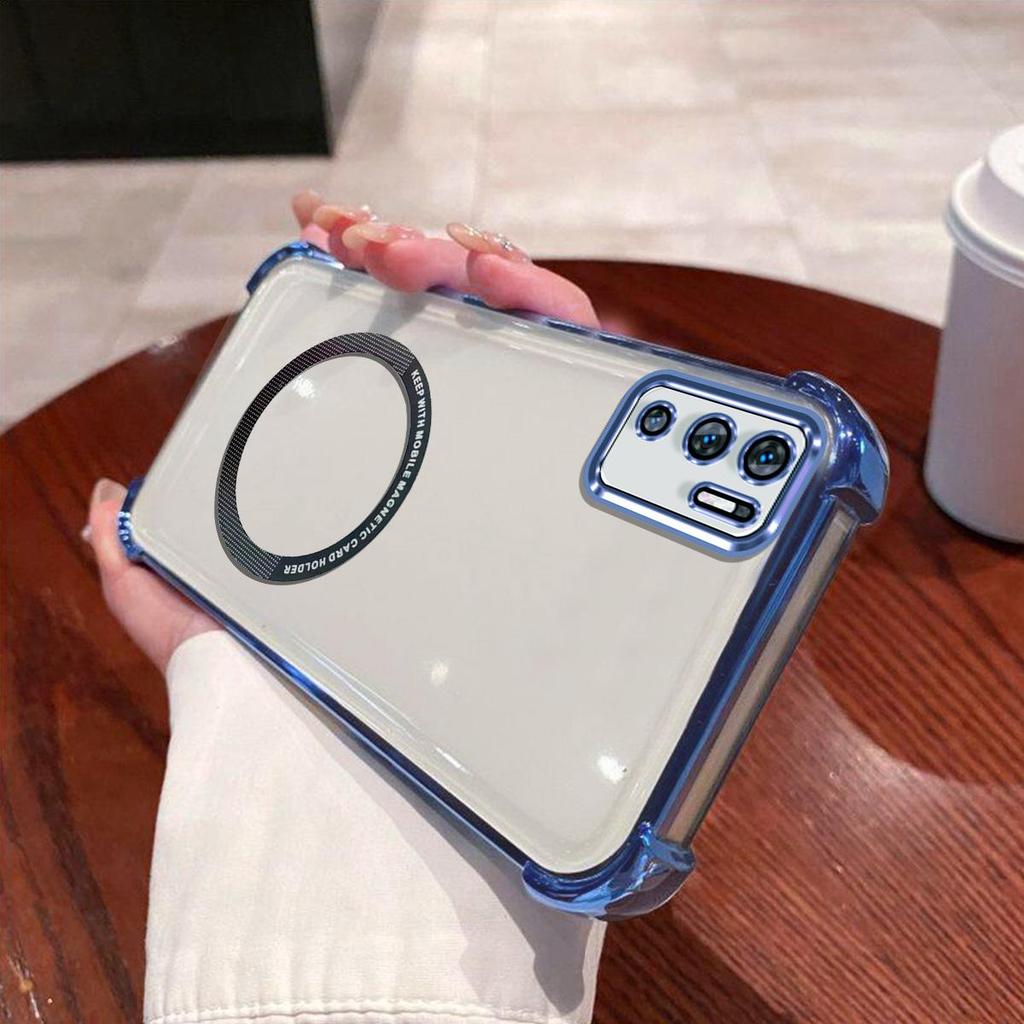 Case for Xiaomi Redmi Note 10 5G,POCO M3 Pro 5G Clear Magnetic Casing Electroplated Lens Frame Phone Cover