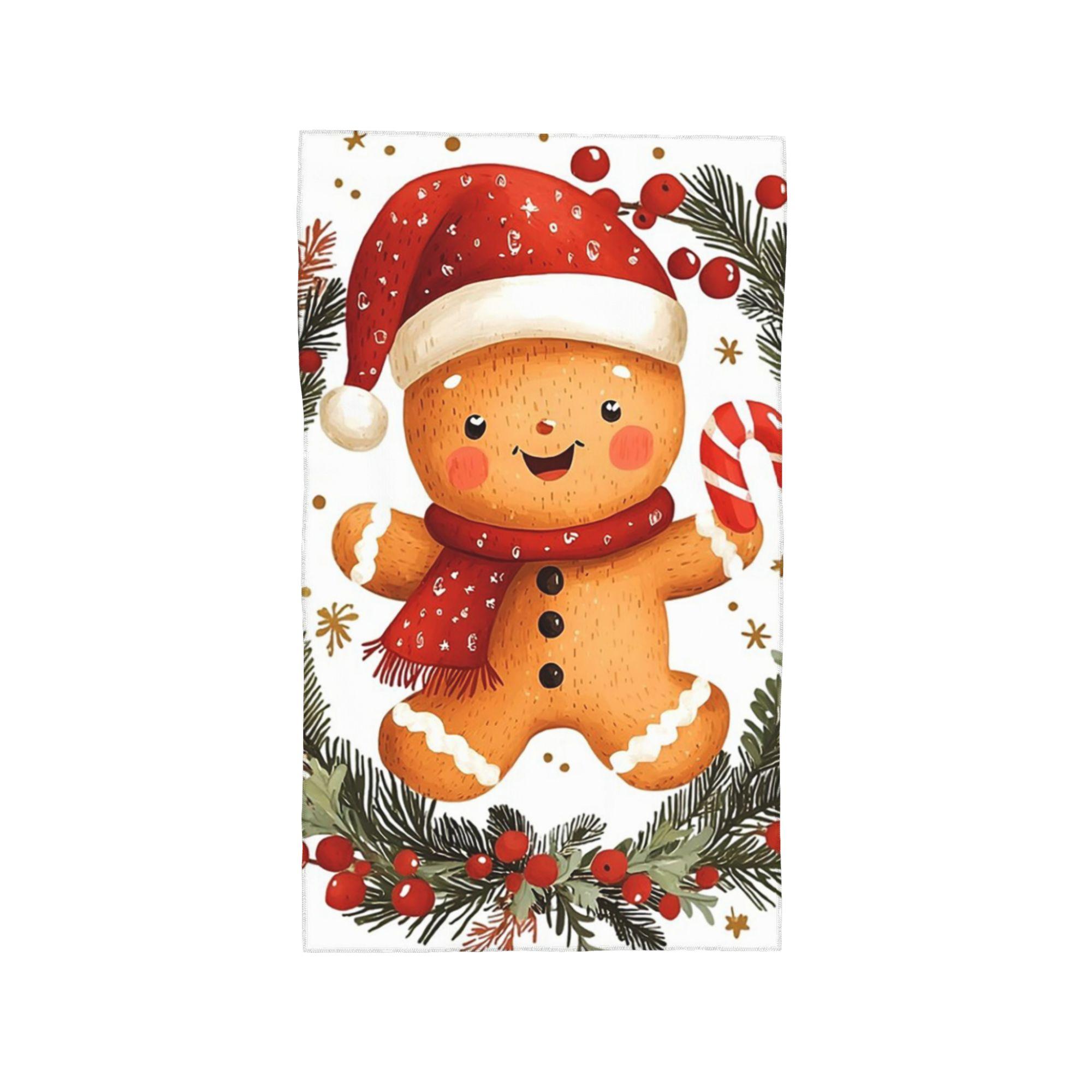 

Holly Jolly Gingerbread Soft Face Towel Quick Dry Pool Bath Cotton Towels Breathable W40*H60(CM)
