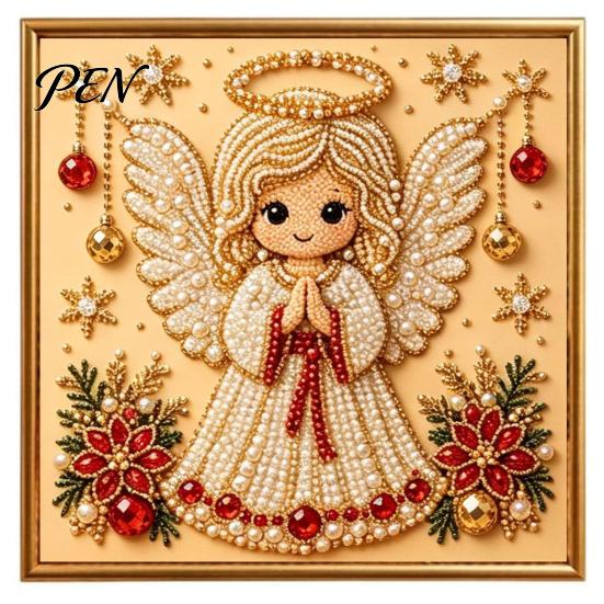 Full Drill Gem Art for Beginners DIY Christmas Faux Pearl Painting Kit with Frame, Santa Creative Gift Crafters Beads Craft Adults Beginner, Handmade