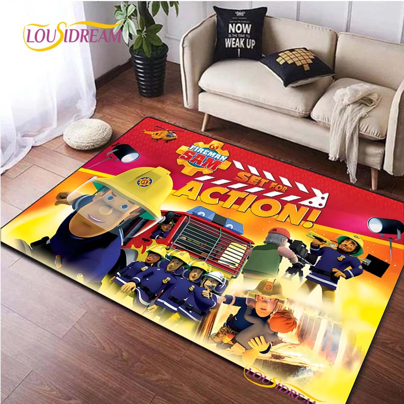 British Classic Animated Fireman Sam Carpet for Living Room Bedroom Area Rugs Kitchen Door Kids un-slip floor Mats birthday gift