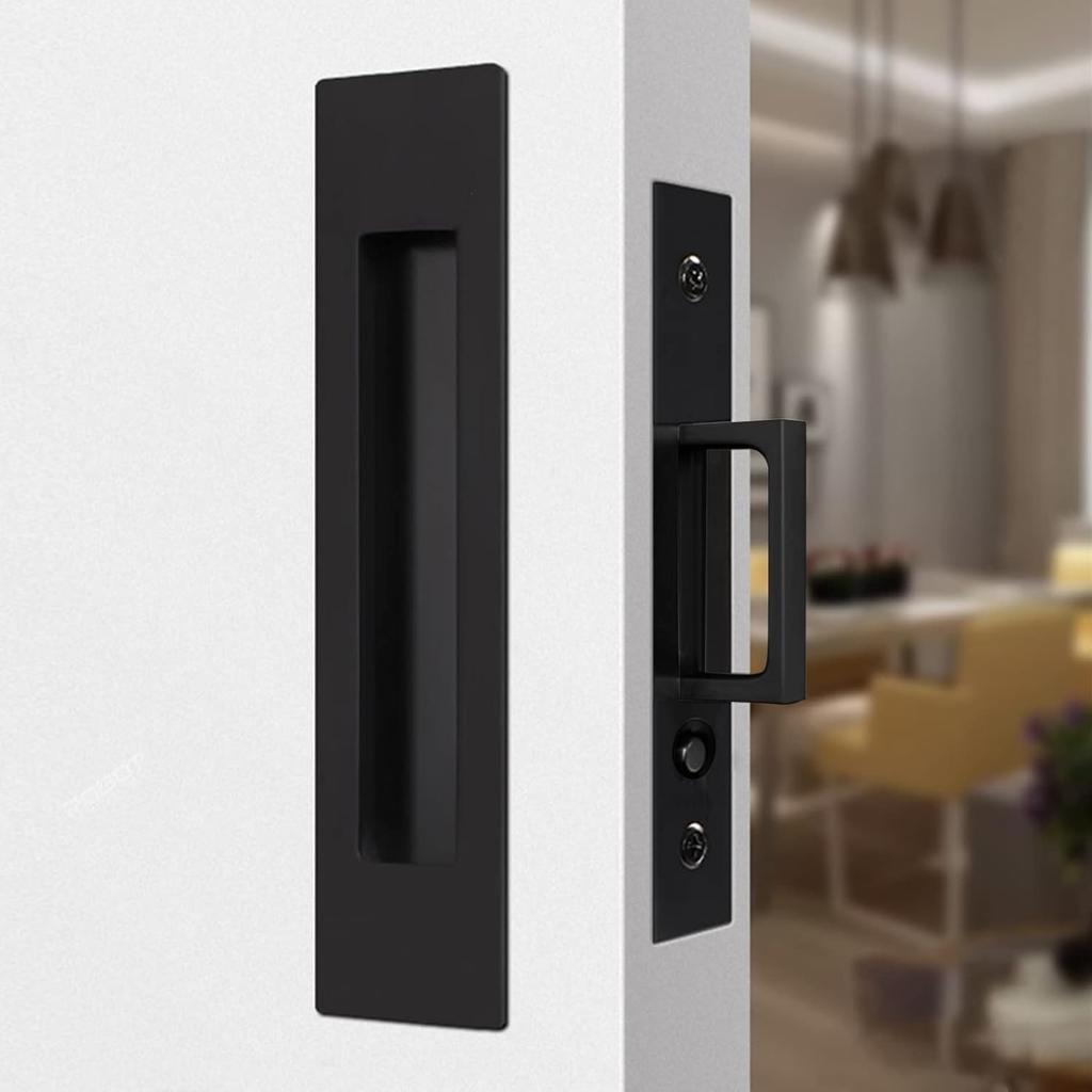 Pocket Door Edge Pull - Sliding Door Pull Handles Hardware,Pockets Hidden On The Side Pop-up Door Handles,Pull Ring Is Larger and Easier To Use Black