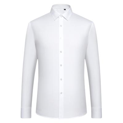 Men's Trendy Solid Dress Shirt, Casual Slightly Stretch Breathable Button Up Long Sleeve Shirt For Formal Business Occasions