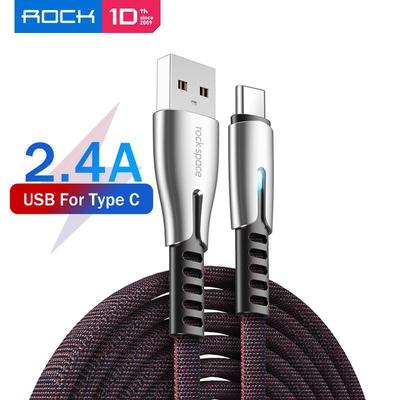 ROCK USB Type C Cable 2.4A Fast USB Charging Type-C Charger Data Cable USB-C Zinc Alloy Wire