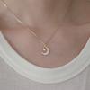 925 Sterling Silver Plated Zircon Star and Moon Pendant Necklace Women Light Luxury Jewelry Gift