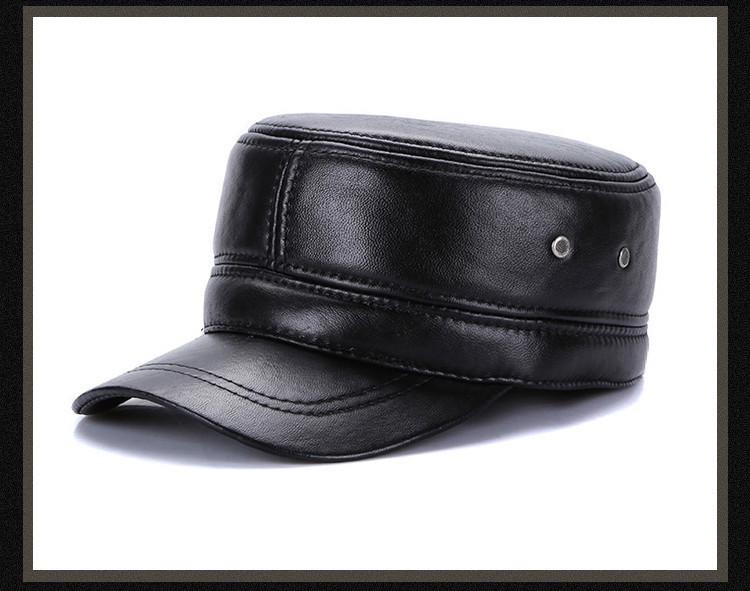 Men's Adjustable Sheepskin Leather Duckbill Cap - Warm Autumn/Winter Hat