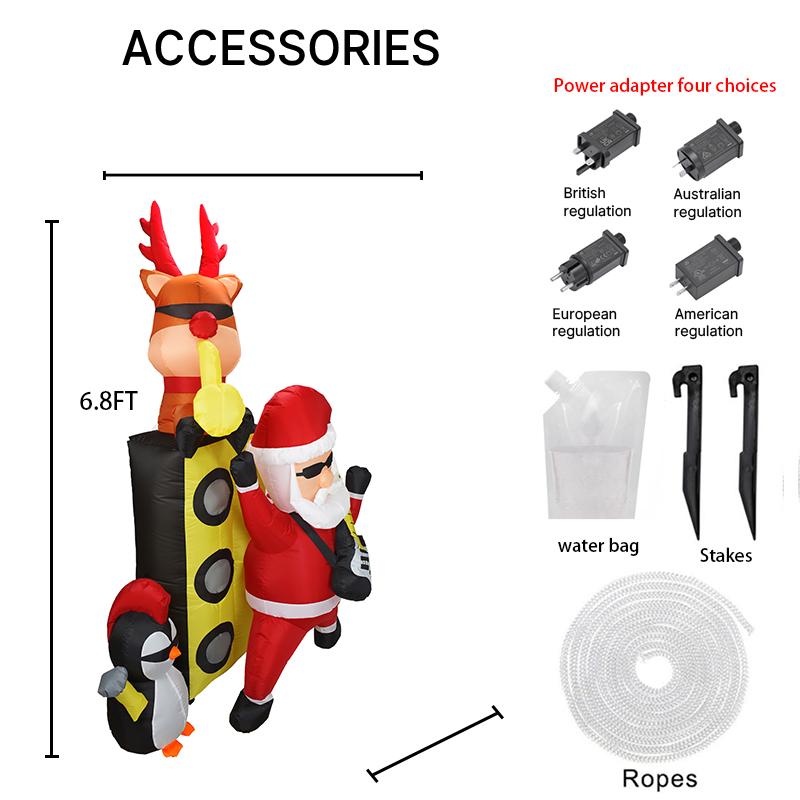 

6.89FT Inflatable Toy Santa Band Reindeer Penguin Snowman With LED Xmas Decoration for Yard Supplie Home Ornament Holiday Gift RU