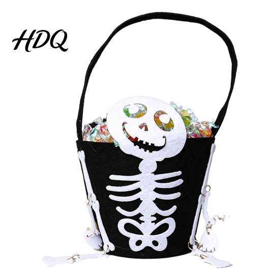 Halloween Candy Bucket Trick or Treat for Kids Pumpkin Face Ghost Bat Cat Storage Container Snack Basket Holder with Handle Party Favors Lightweight
