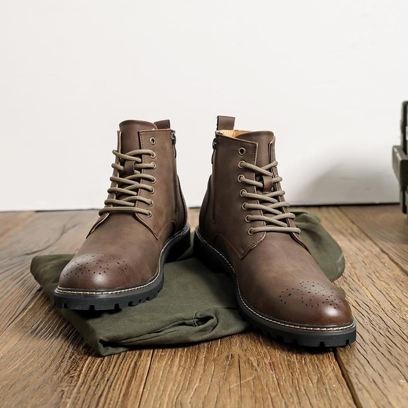 New Retro Designer Leather Men Boots Outdoor Mens Ankle Boots Winter Casual Shoes Spring Male Work Boots Classic Handmade Boots