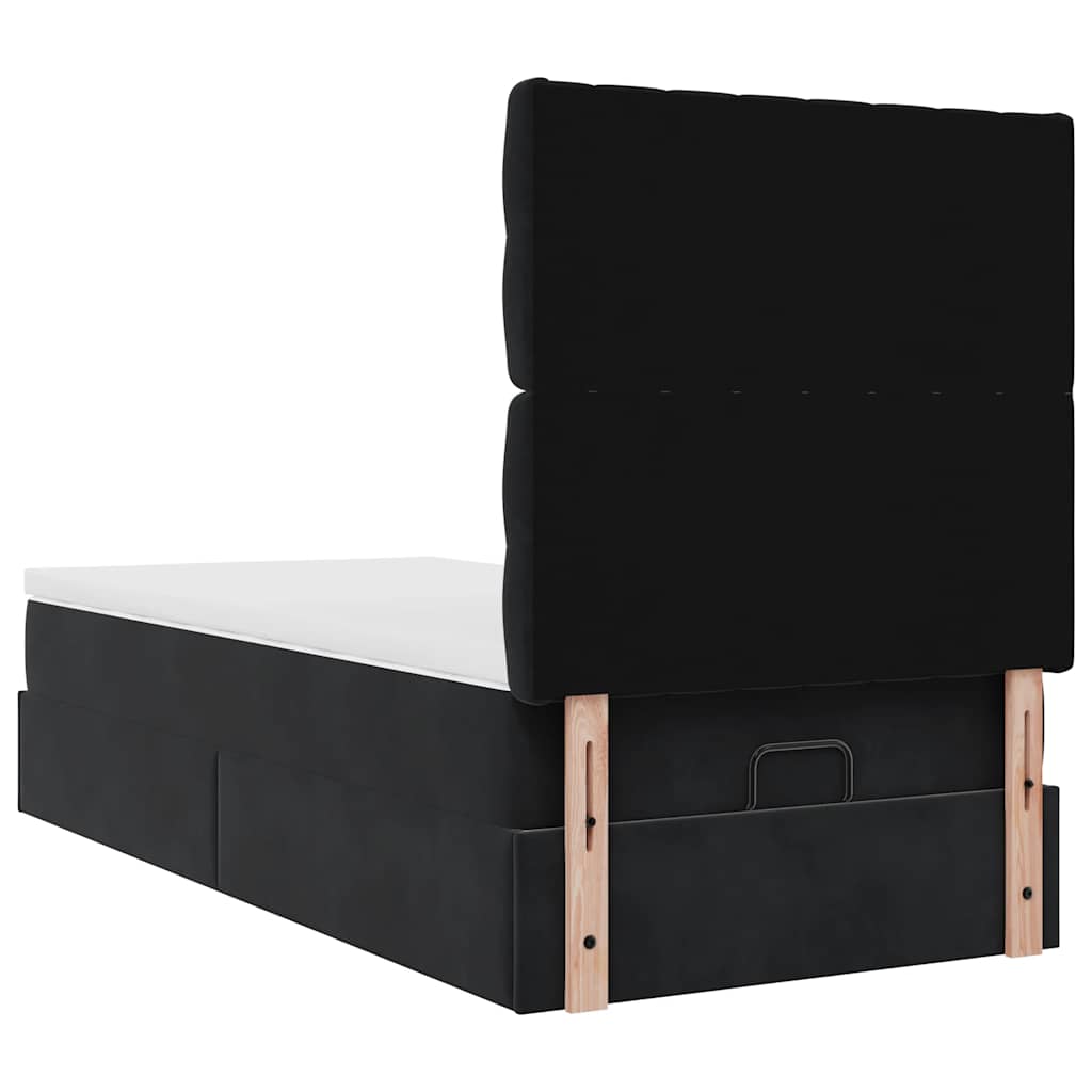 Ottoman Bed with Mattress & LEDs Black 80x200 Cm Velvet