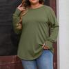Loose Long Sleeve T Shirt Women Solid Round Neck Medium Top Thumb Hole