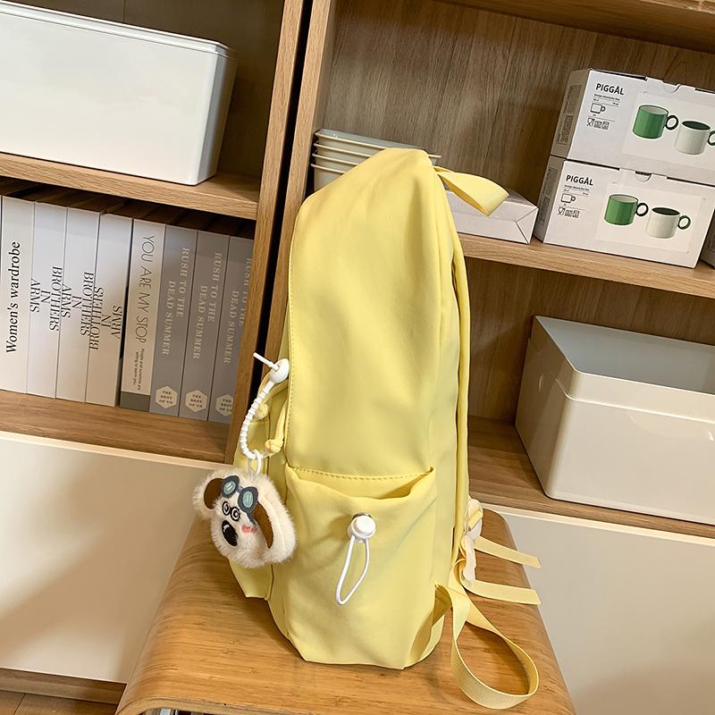 Women Solid Color Backpack Junior High School Student Schoolbag