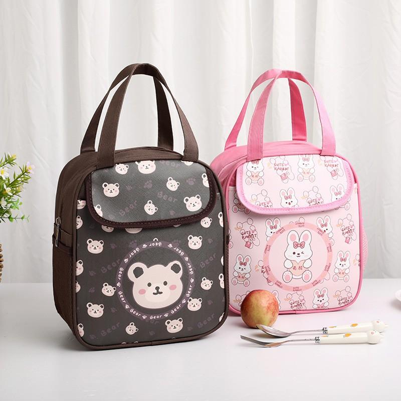 Insulated Lunch Bag Kids Adults - Thick Aluminum Foil Thermal Tote With Handle Cartoon Design Leakproof Food Carrier