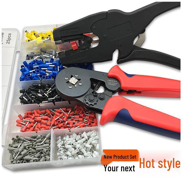 European Crimping Pliers and Wire Stripper Set for Pin-Type Ferrules