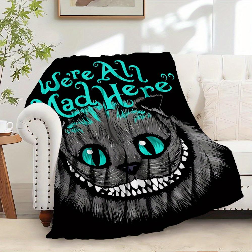 1pc Cheshire Cat,Mad Hatter,Wonderland Printed Flannel Blanket, Super Soft Plush Bed Cover, Four Seasons Quilt for Sofa, Bed, Office,71