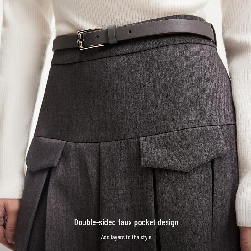 Veromoda 2025 Spring Elegant Pleated Midi Skirt