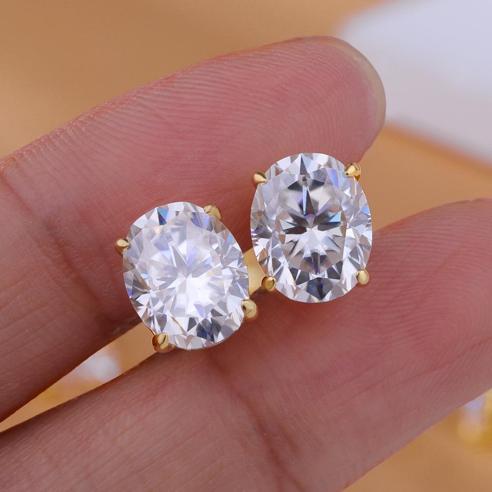 0.5-5ct Oval Cut Moissanite Stud Earring for Women D Color Sparkling Diamond 925 Silver Ear Studs Party Jewelry Gifts