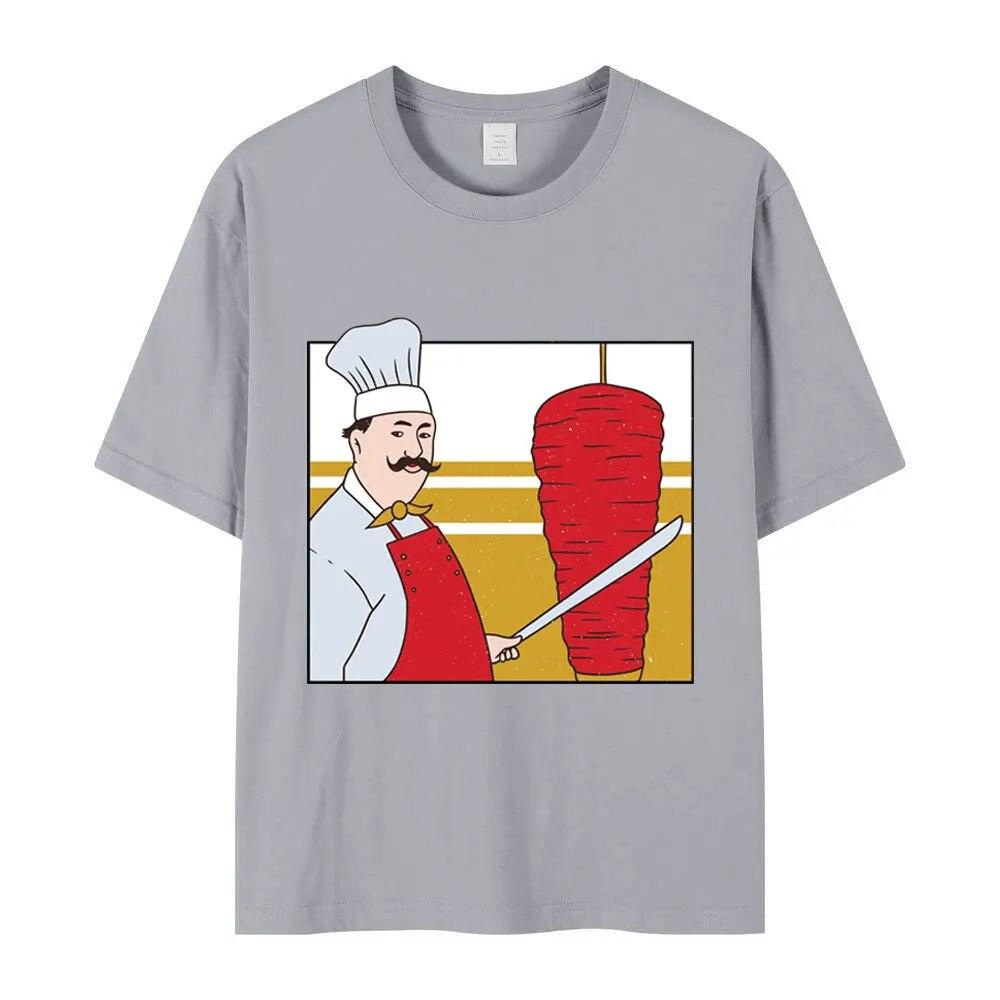 Hot Sale Funny Doner Kebab Print T Shirt Unisex Street Fashion Oversized T Shirt Unisex Women Hip Hop Harajuku Pure Cotton T-shirts