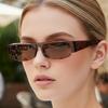 SO&EI New Small Rectangle Women Sunglasses Vintage Clear Lens Men Half Frame Eyewear Shades UV400