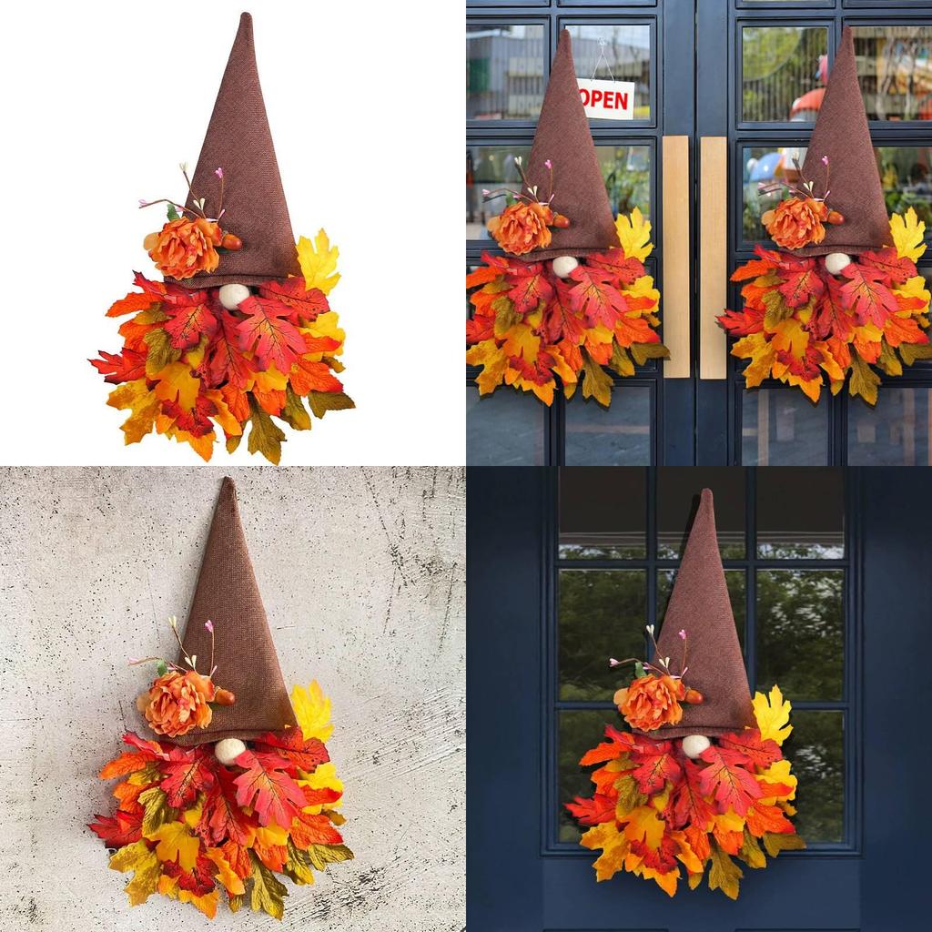 Holiday Door Hanger With Maple Leaf Hat For Thanksgiving Decor And Photo Props