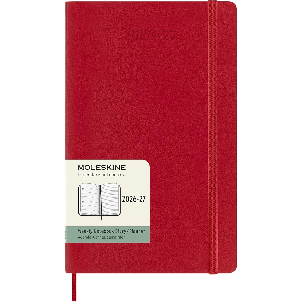 Moleskine 2026 Weekly Diary, July Start, 18 Months, Large Size (13cm x 21cm), Softcover, Scarlet
