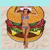 Diseño de Hamburguesas, Donuts y Pizza Patrón Divertido de Comida Toalla de Playa con Forro de Algodón Para Días de Piscina en Verano