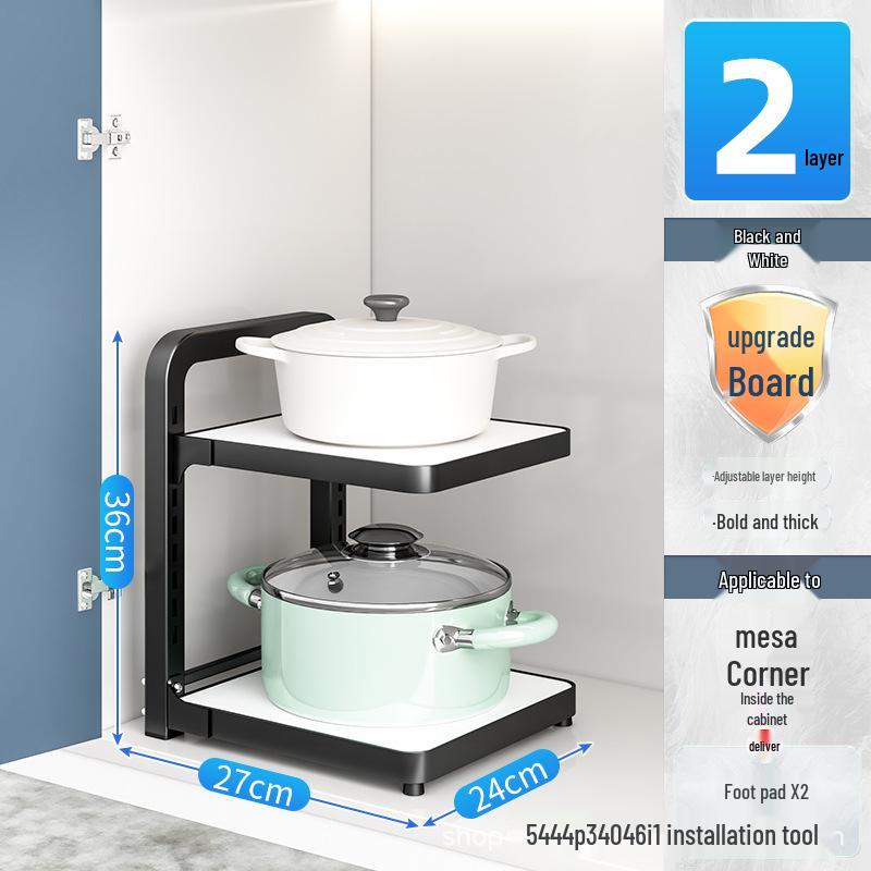 Multi-Layer Kitchen Pot and Cookware Storage Rack for Cabinets