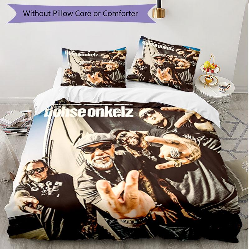 3pcs Duvet Cover Set (1*Duvet Cover + 2*Pillowcase, Without Core), Bohse Onkelz Print Soft All‑Season Bedding Set, Home Bedroom Decor Gift