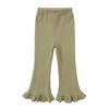 Girls Spring Autumn Stretch Cotton Ribbed Flare Pants Retro Versatile Bottoms
