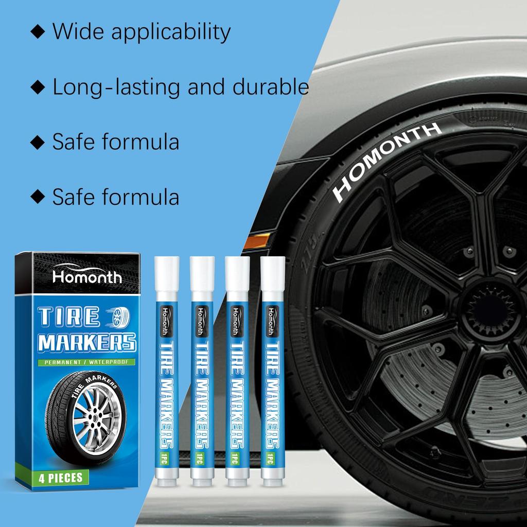 Homonth White Tyre Paint Pen Car Tyre Paint Pen Non-Fading Colour Painting Creative DIY Oil-Based Pen