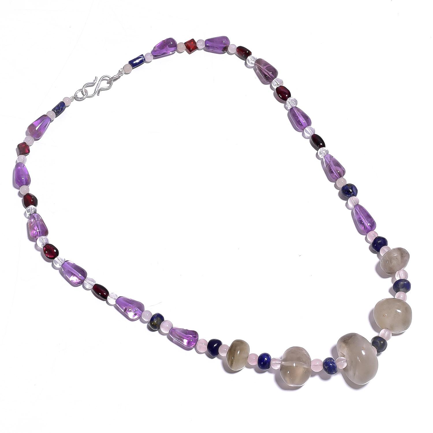 

Натуральный дымчатый кварц аметист иолит драгоценный камень гладкие бусины ожерелье 17 UB-4397 UB-4397