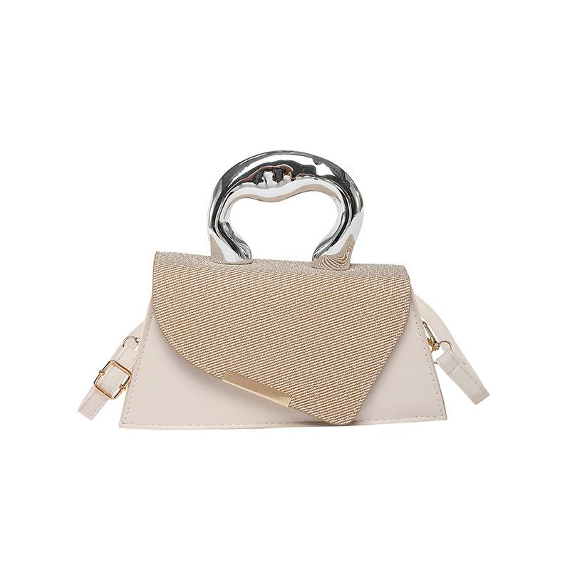 2025 Spring New Foreign Style Splicing Contrasting Color Portable Temperament Design Temperament Single Shoulder Crossbody Small Square Bag Woman