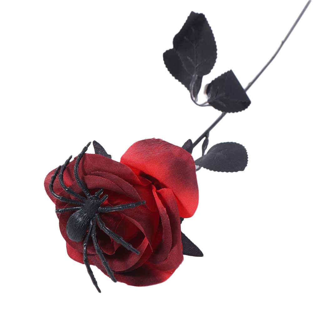 Gothic Halloween Artificial Rose 38cm Fake Flower Photo Props Spider Rose Bouquet  Vase Arrangement