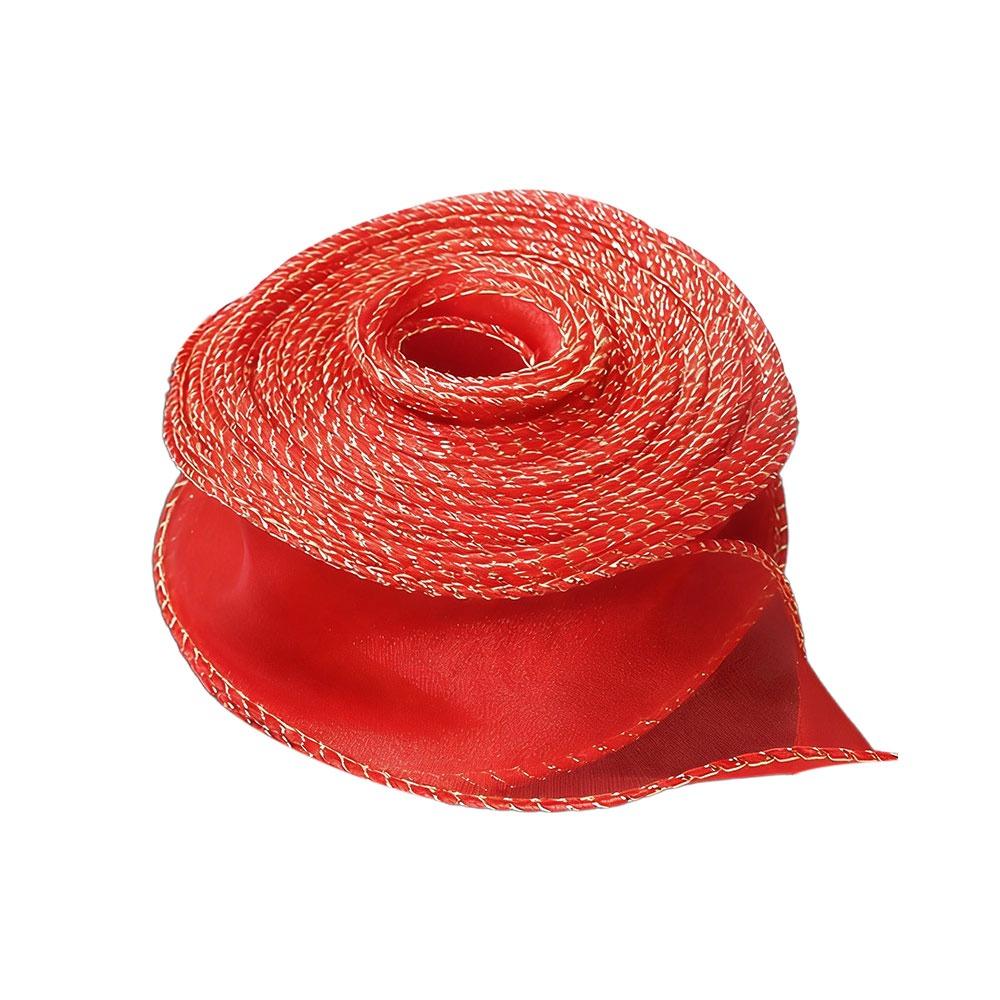 

4cm Width Organza Ribbon Wired Design Satin Texture Solid Color Ribbon 10 Yards Length Yarn Material Wavy Edge Ribbon