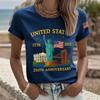 Women's 250th Anniversary Independence Day Digital Print T-shirt – Short Sleeve, Casual European & American Style