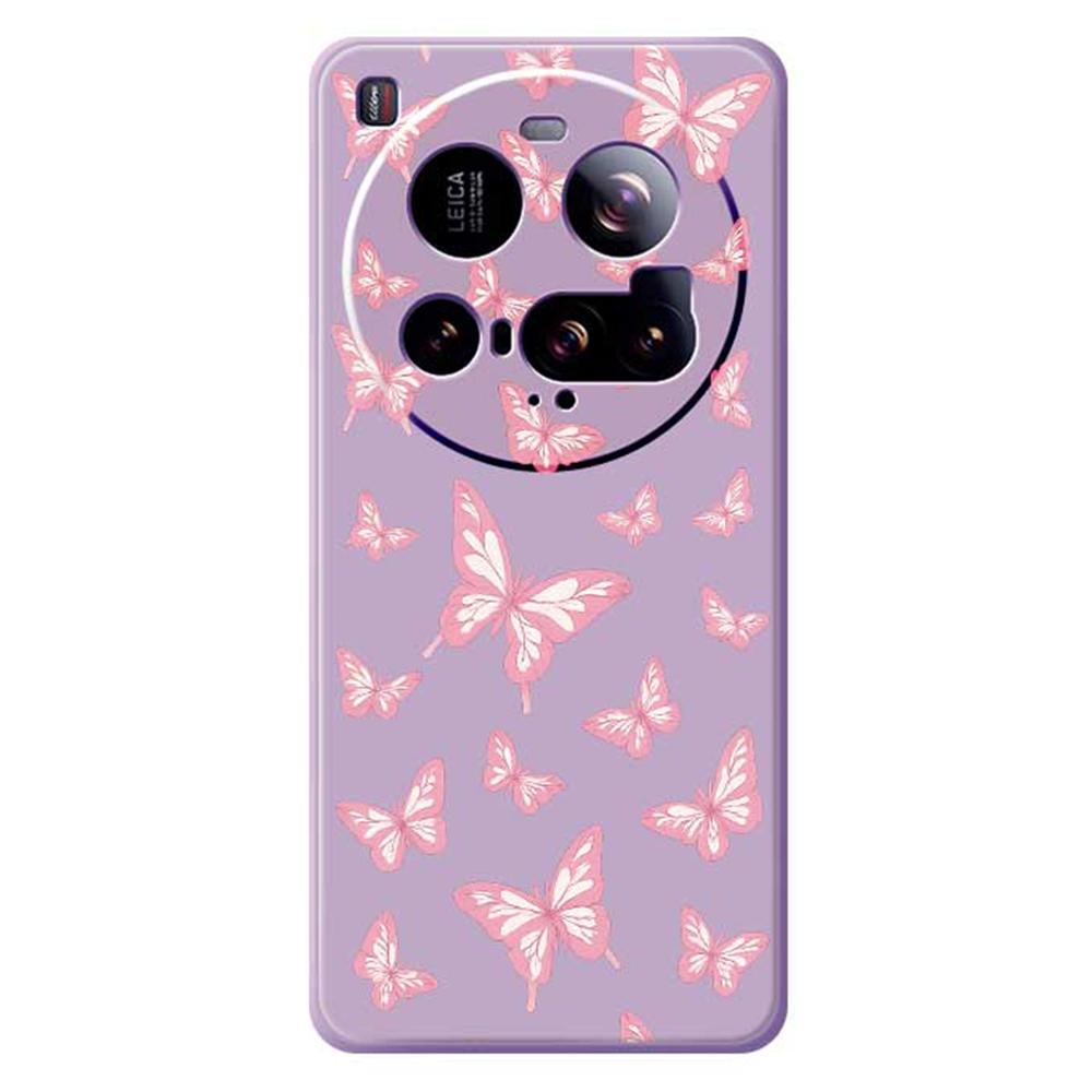 For Xiaomi 15 Ultra Case Pink Butterflies Pattern Printing Straight Edge TPU Phone Back Cover