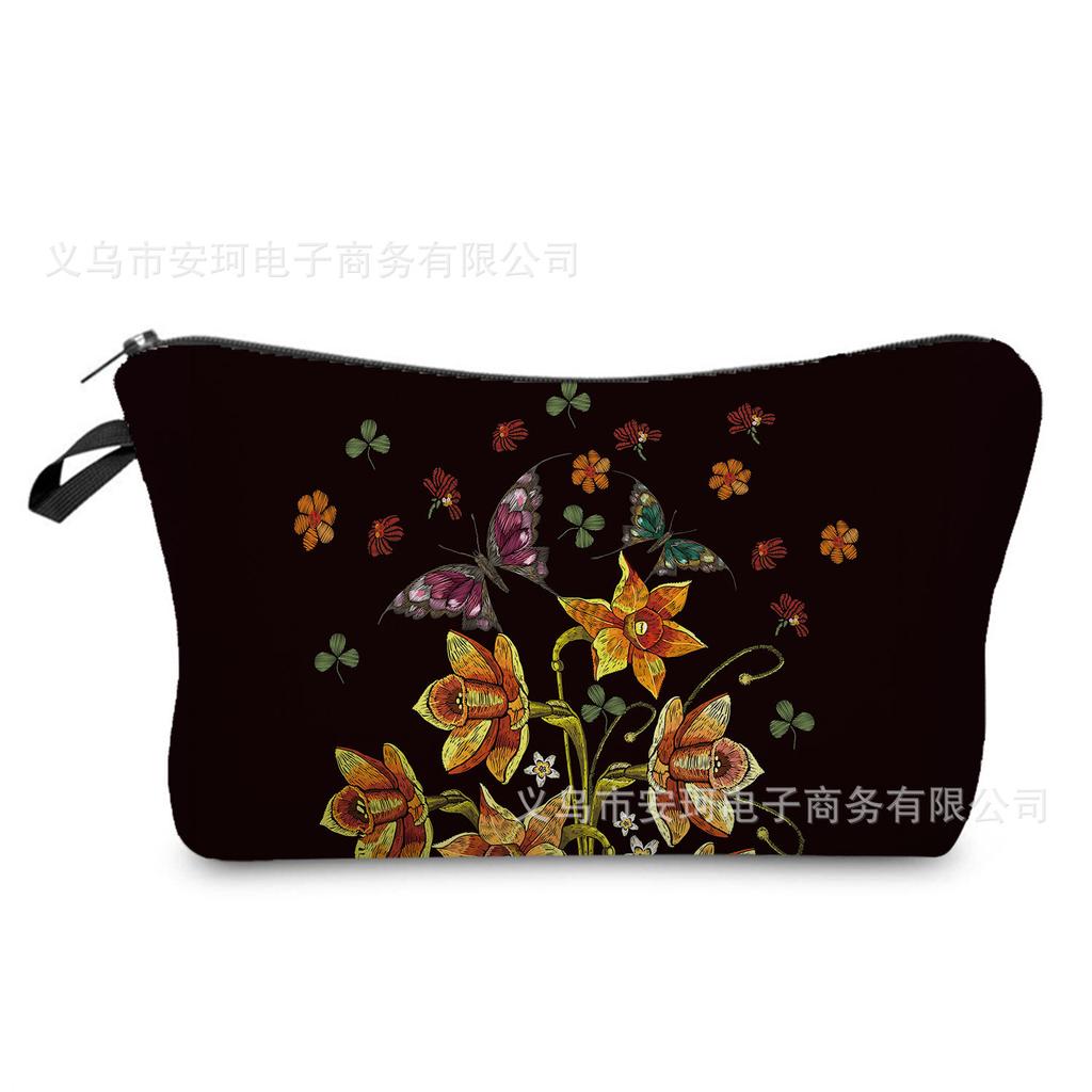 Women Flower Print Cosmetic Bag Toiletries Organize Travel Storage Case 6662