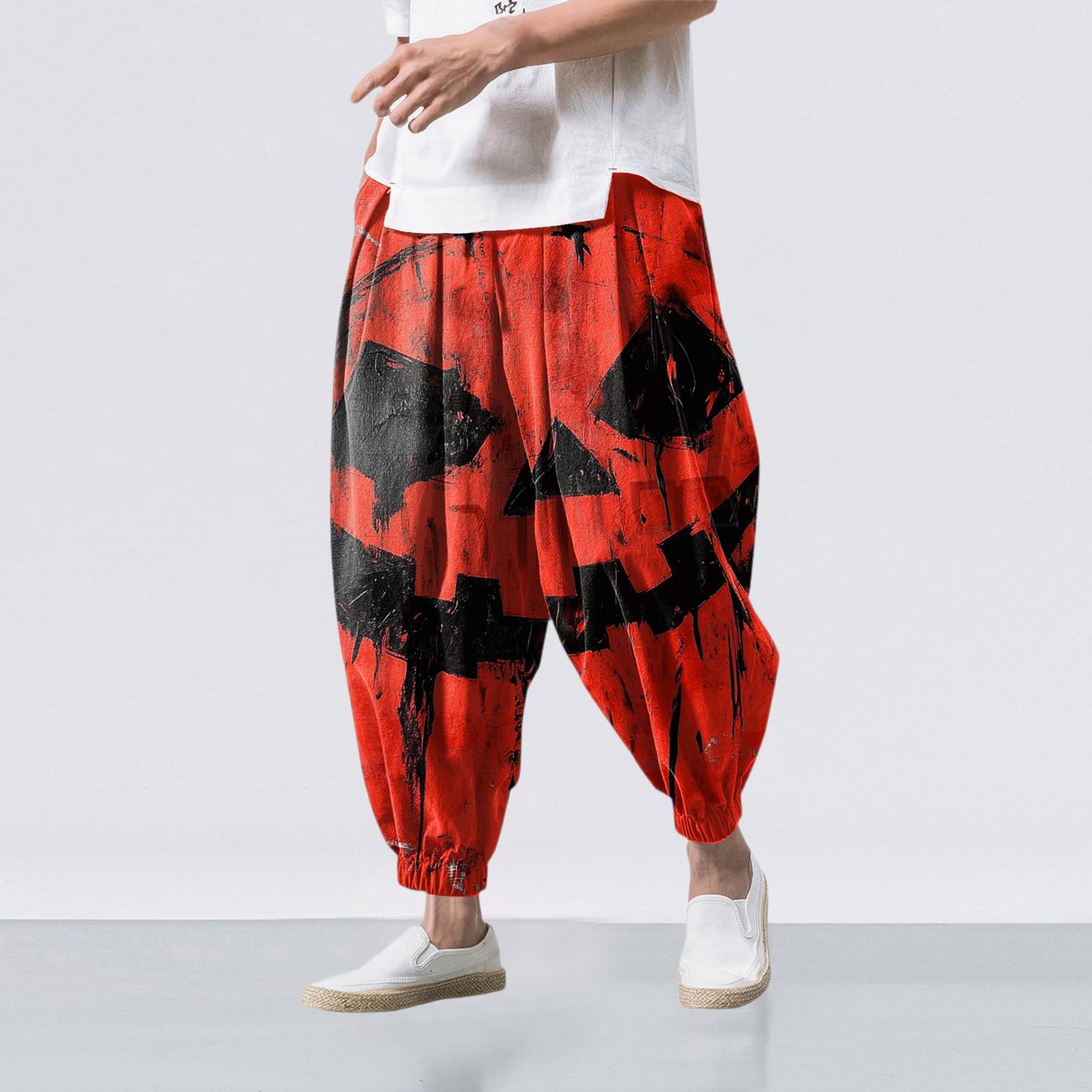 

Halloween Print - Casual Wide-leg Pants, Men s Loose Casual Pants L