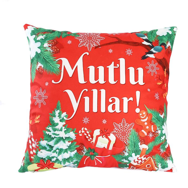 New Pillowcase Christmas Super Soft Red Simple Cute Santa Claus Print Cushion Home Cushion