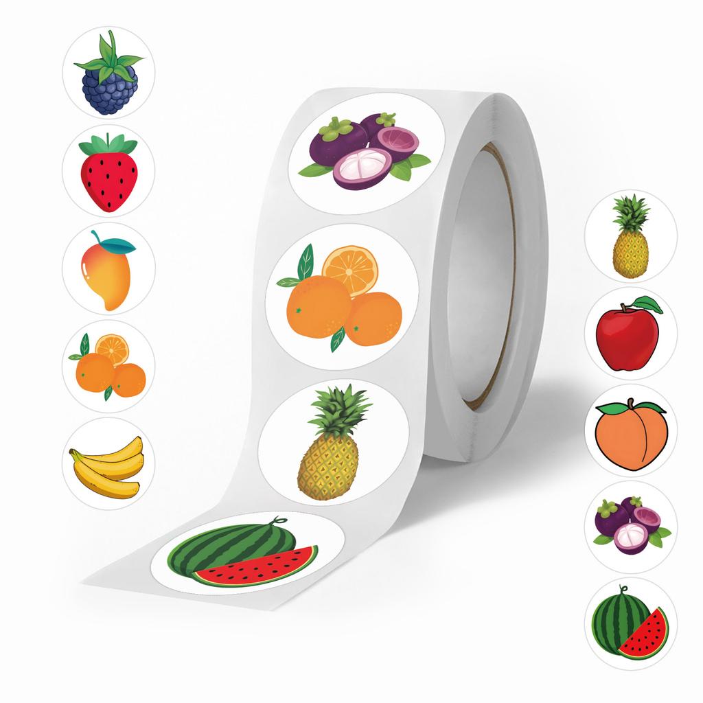 500 Stickers/roll Fruit Roll Stickers Reward Stickers Decorative Notebook Creative Handbook Roll Stickers Tape