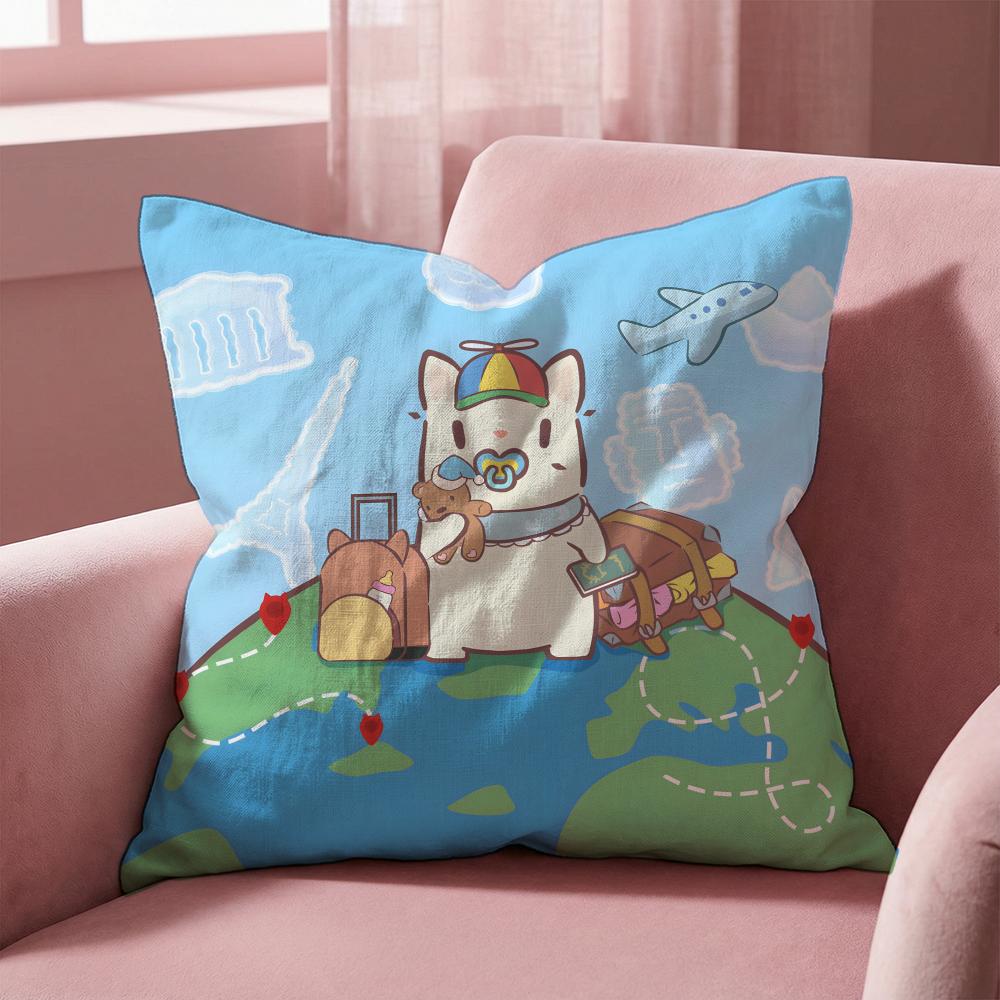 Cats & Soup Cushion Cover Multi-Scene Pillow Cover for Home & Car - Reversible, Soft & Durable for Daily Use