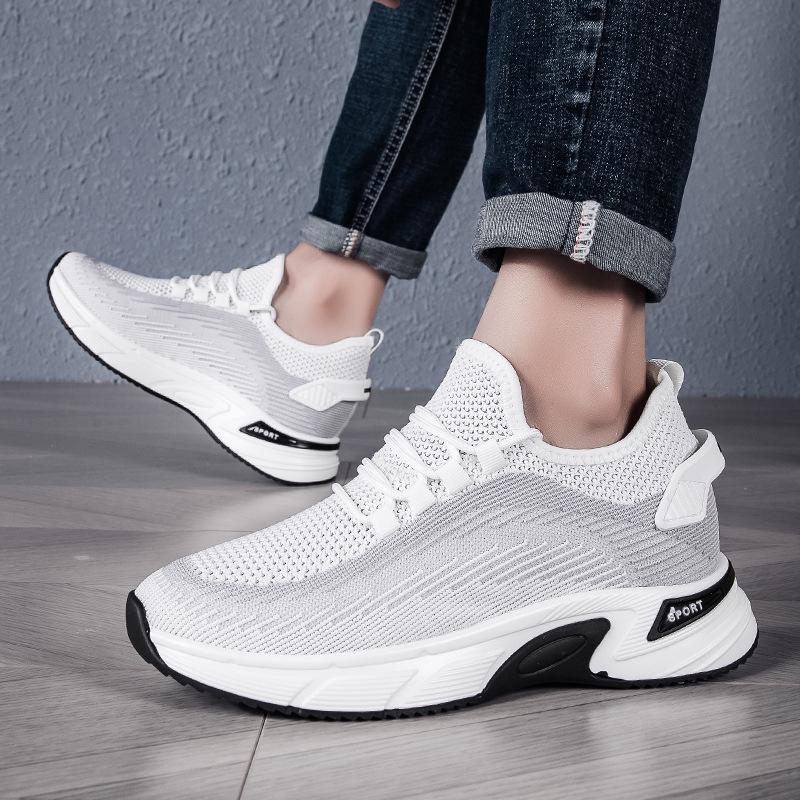 Men's Flyknit Height-Boost Running Shoes - Lightweight, Breathable Platform Sneakers for Spring/Summer