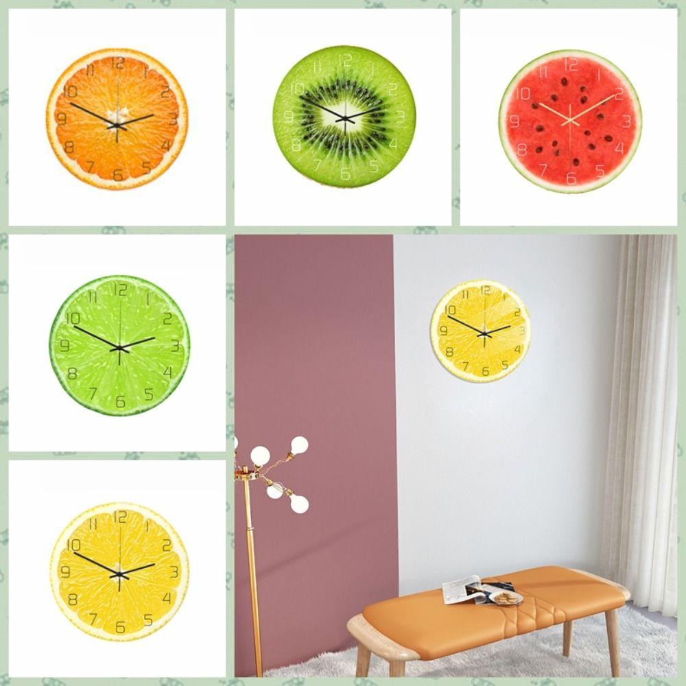 

Fruit Shape Wall Clock Round Wall Ornaments Modern Design Timepiece Bedroom