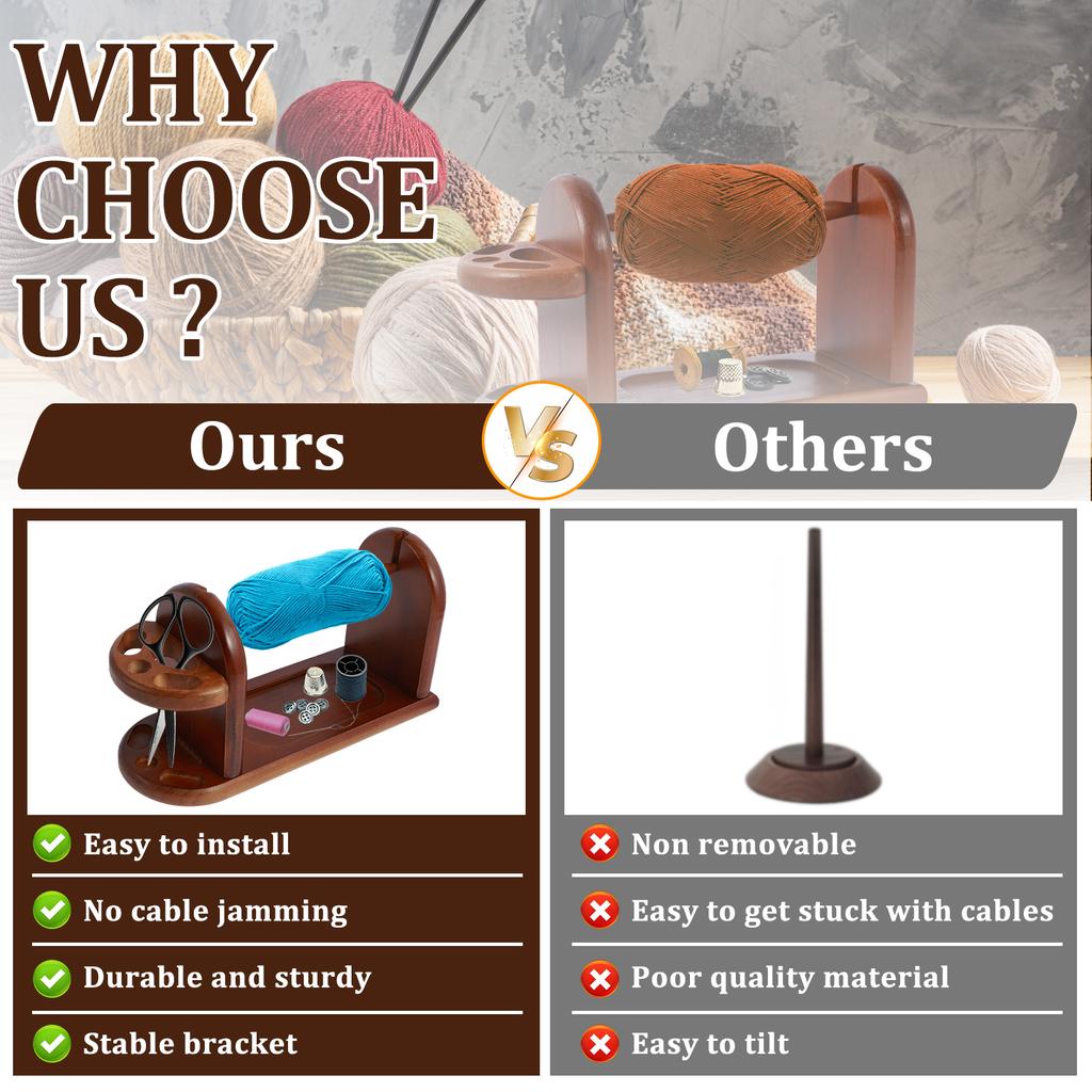 Suport pentru fire din lemn Unelte de tricotat pentru filare Suport pentru fire de croșetat Bobina de fir magnetică rotativă Înfășurator de bile de lână Filator de rotație