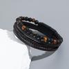 Mens Handmade Braided Black Obsidian Bracelet Natural Stone Beaded Wristband Casual Office Wear