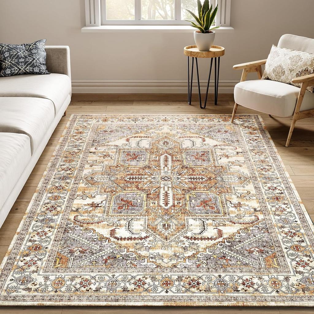 Ethnic Style Rugs for Bedroom American Retro Study Non-slip Floor Mat Bohemia Living Room Decoration Carpet Washable Lounge Rug