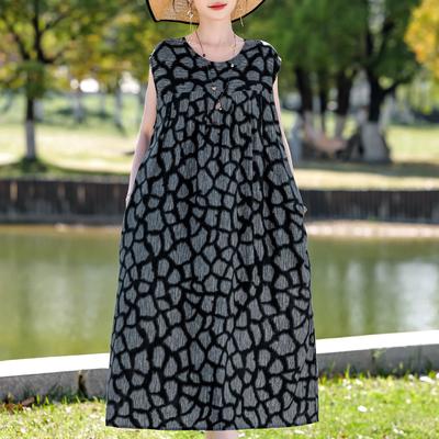 Büyük Beden Şık Kadın Yazlık Elbise Rahat Bol Uzun Elbise Kadın Vintage Giysiler