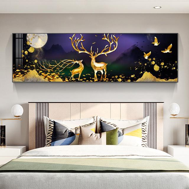 Modern Light Luxury Golden Deer Canvas Painting Posters and Prints Wall Art Pictures Cuadros Living Room Home Decor No Frame